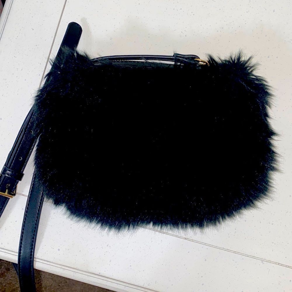 Anthropologie Remi/Reid Black Faux Fur Crossbody Purse Never used